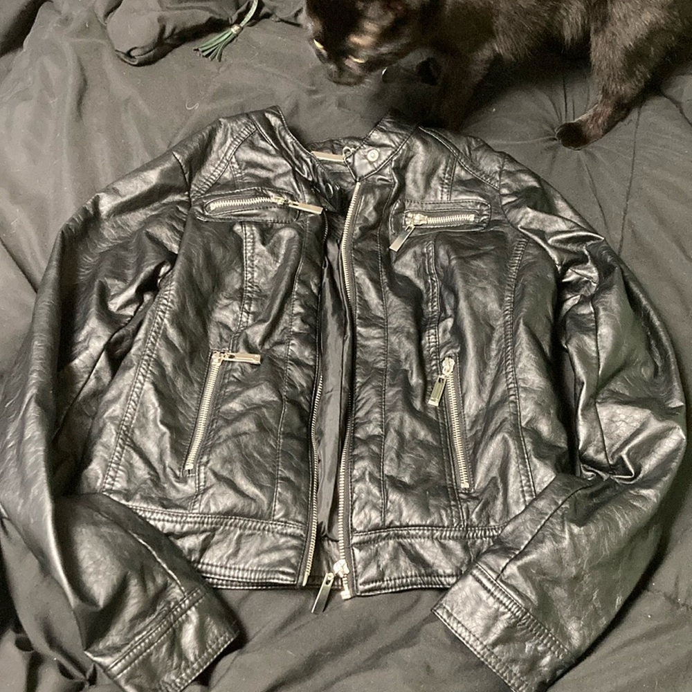 Black faux leather jacket